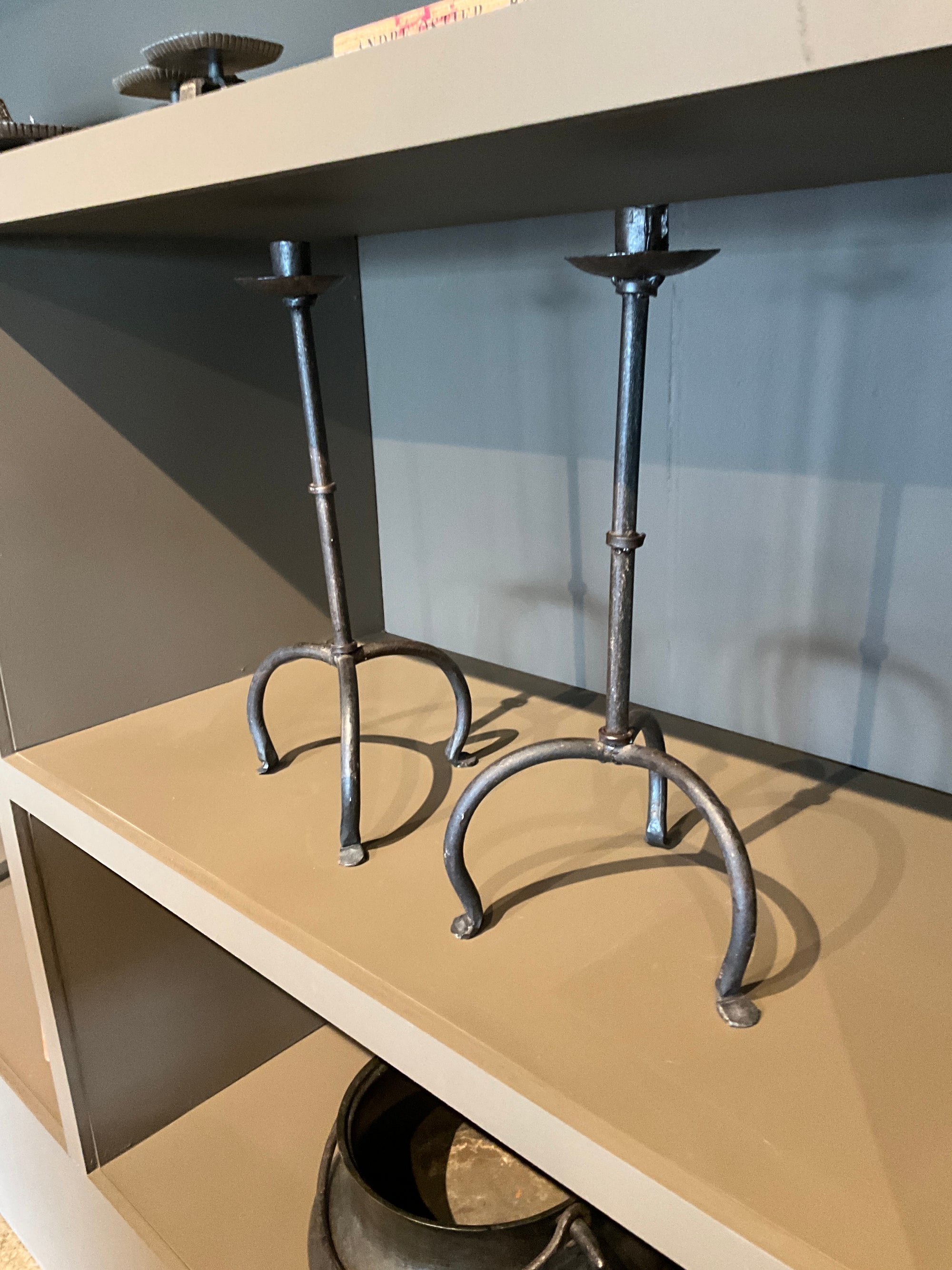 Wrought iron cowboy candlestick